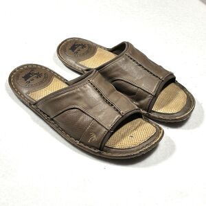 Margaritaville Soles of the Tropics Brown Faux Leather Slides Men's Size 10 US